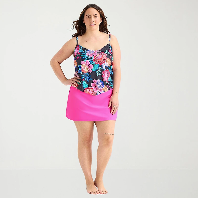 Sonnet Shores Womens Floral Plus Tankini Swimsuit Top