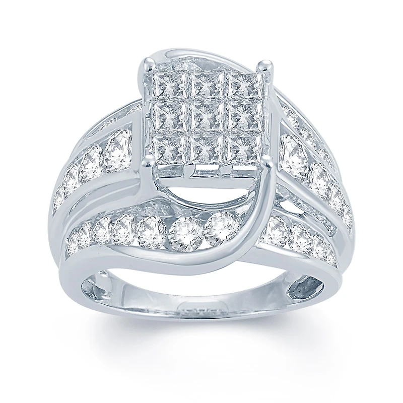 3 CT.T.W. Natural Diamond 14K White Gold Engagement Ring