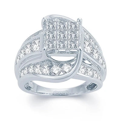 3 CT.T.W. Natural Diamond 14K White Gold Engagement Ring