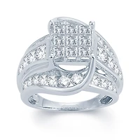 3 CT.T.W. Natural Diamond 14K White Gold Engagement Ring