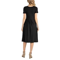 24/7 Comfort Apparel Short Sleeve and Pocket Midi Dress