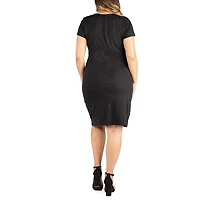 24seven Comfort Apparel Womens Plus Short Sleeve Wrap Dress