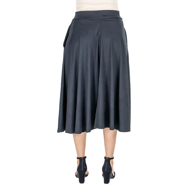 24seven Comfort Apparel Womens Mid Rise A-Line Skirt