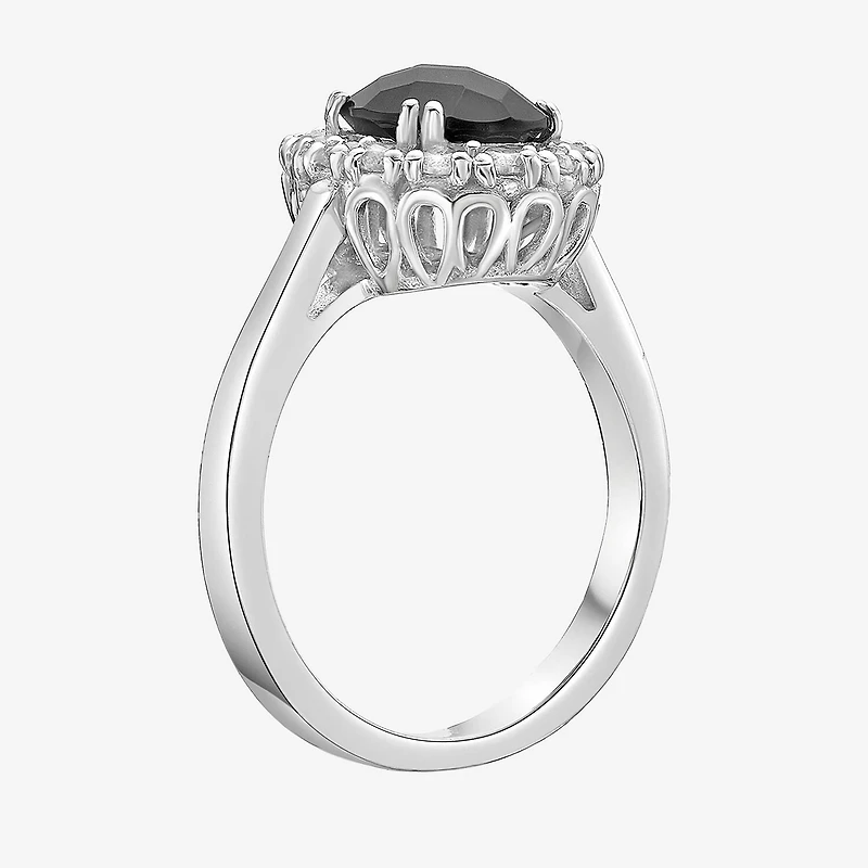 Womens Genuine Black Onyx Sterling Silver Oval Cocktail Ring