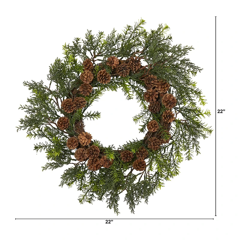 Nearly Natural Cedar Grass Pinecone Wreath