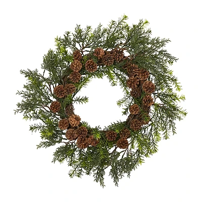 Nearly Natural Cedar Grass Pinecone Wreath