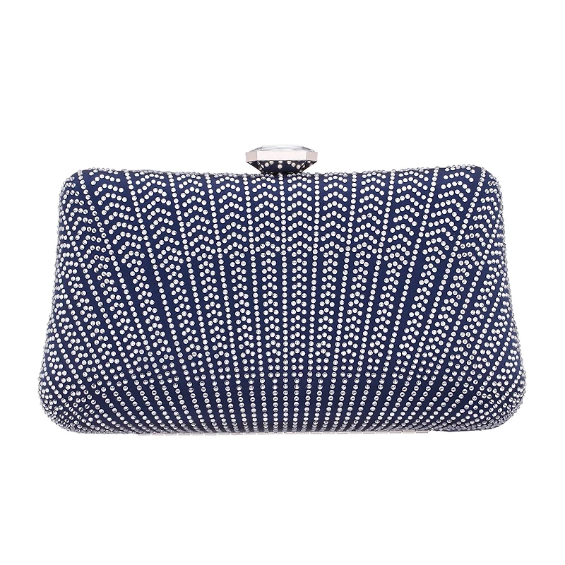 N By Nina Art Deco Patterened Crystal Minaudiere Evening Bag