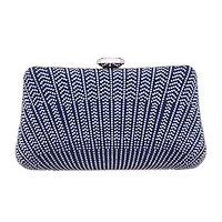 N By Nina Art Deco Patterened Crystal Minaudiere Evening Bag