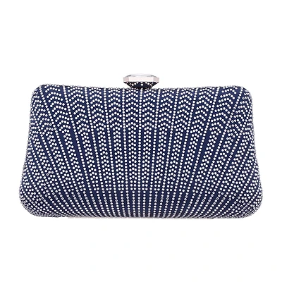 N By Nina Art Deco Patterened Crystal Minaudiere Evening Bag