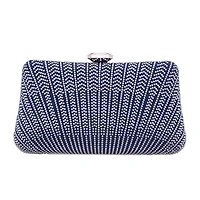 N By Nina Art Deco Patterened Crystal Minaudiere Evening Bag