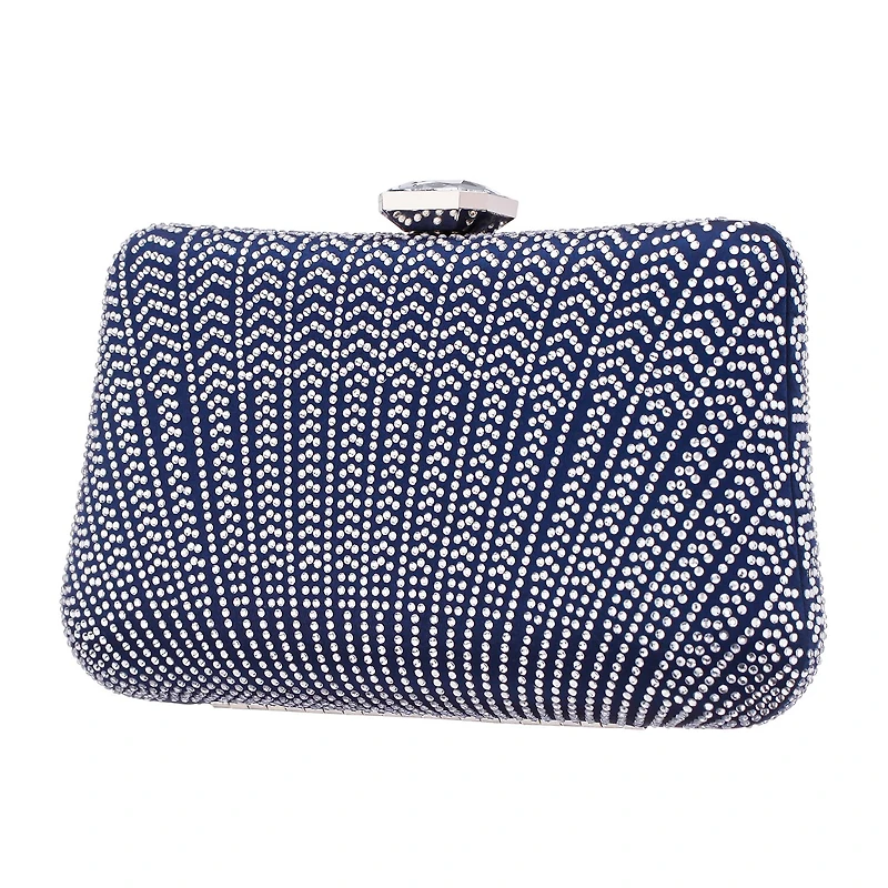 N By Nina Art Deco Patterened Crystal Minaudiere Evening Bag