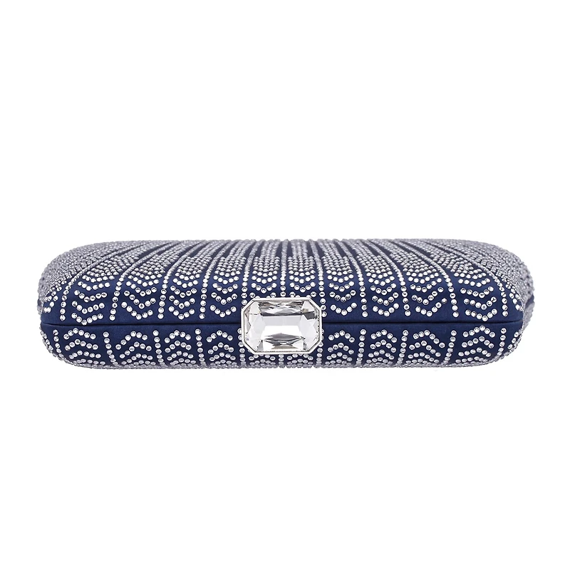 N By Nina Art Deco Patterened Crystal Minaudiere Evening Bag