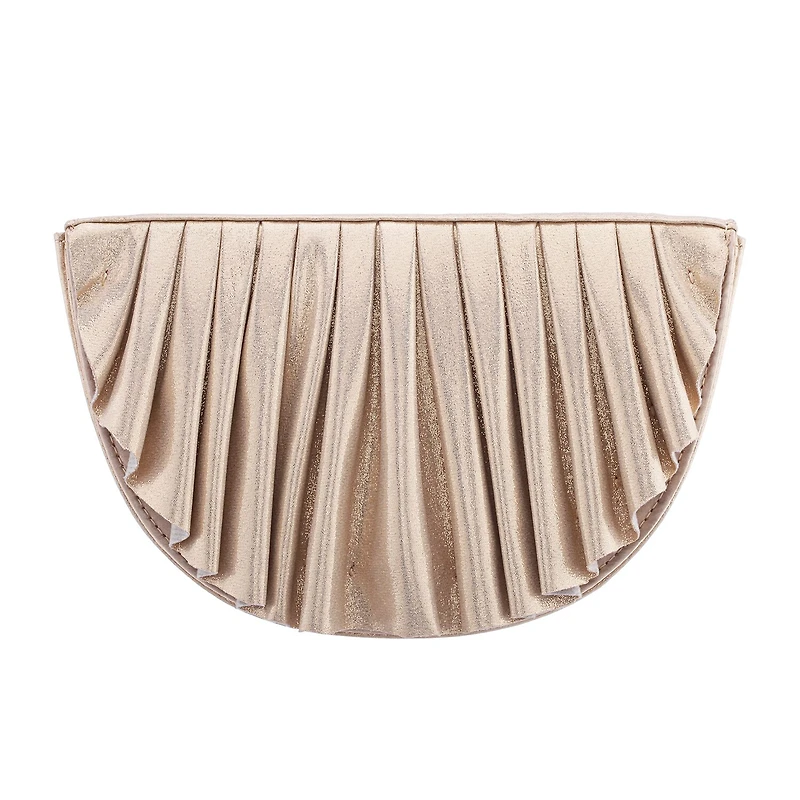 N By Nina Pleated Metallic Half Moon Clutch