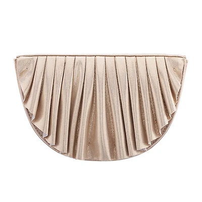 N By Nina Pleated Metallic Half Moon Clutch