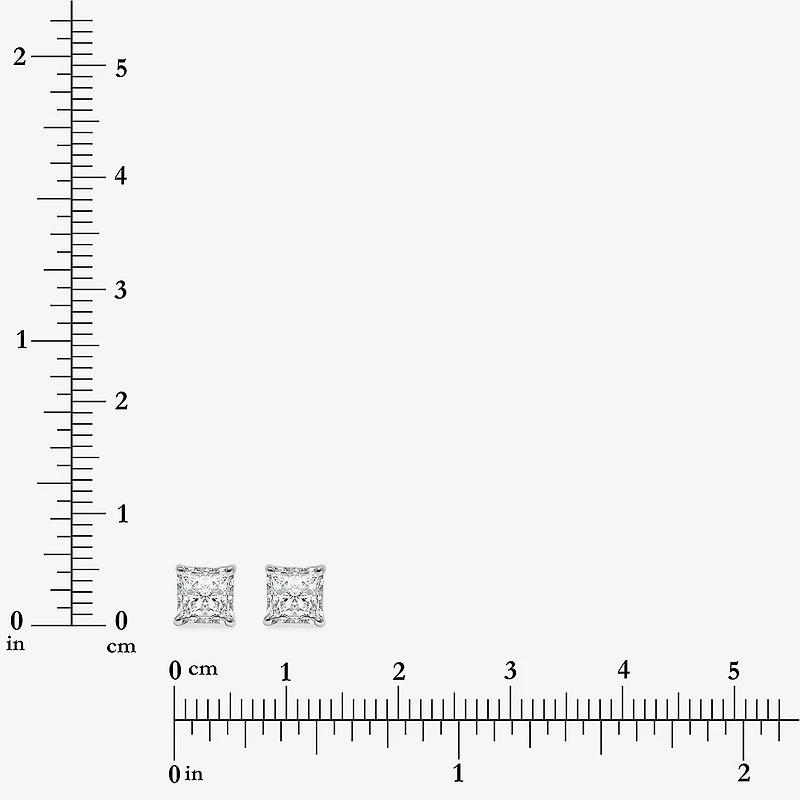 ( I/SI2 ) 1 CT. T.W. Lab-Grown Diamond Sterling Silver or 14K Gold over Princess Stud Earrings