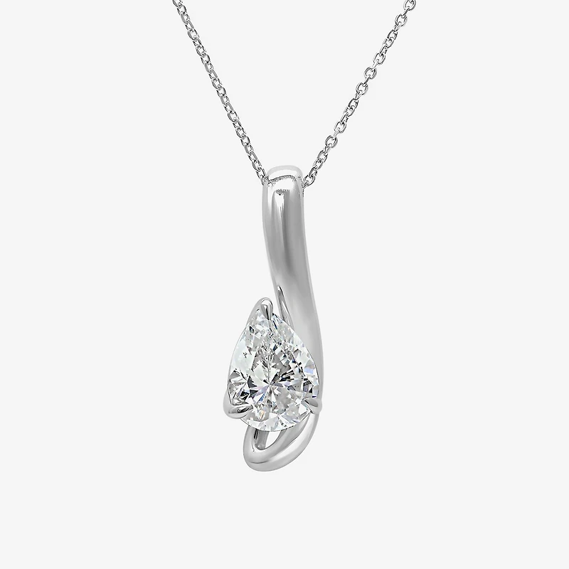 I / I1) Womens CT. Lab Grown White Diamond 10K Gold Pear 18 Inch Pendant Necklace