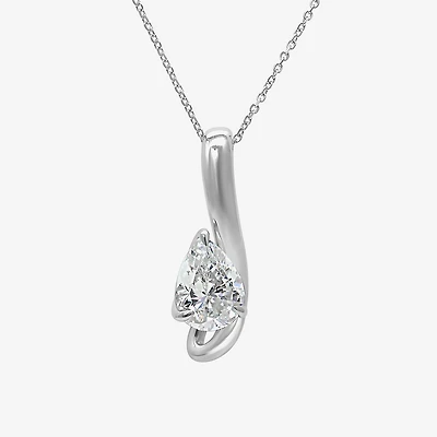 I / I1) Womens CT. Lab Grown White Diamond 10K Gold Pear 18 Inch Pendant Necklace