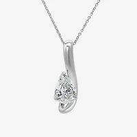I / I1) Womens CT. Lab Grown White Diamond 10K Gold Pear 18 Inch Pendant Necklace