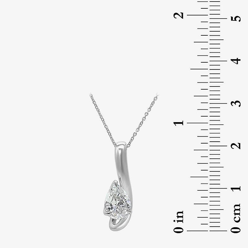 I / I1) Womens CT. Lab Grown White Diamond 10K Gold Pear 18 Inch Pendant Necklace