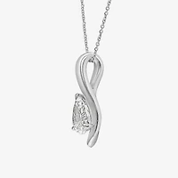 I / I1) Womens CT. Lab Grown White Diamond 10K Gold Pear 18 Inch Pendant Necklace