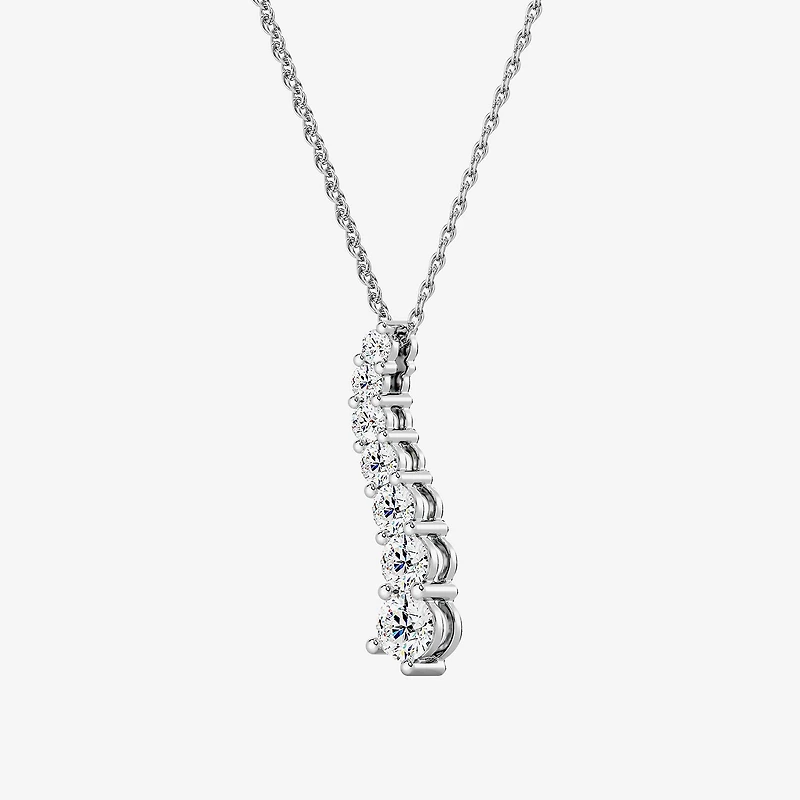 Womens 1 CT. T.W. Lab Grown White Diamond Sterling Silver 18 Inch Pendant Necklace