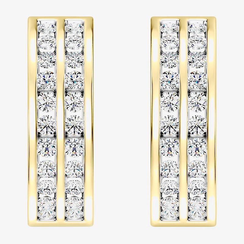 Womens 1 CT. T.W. Lab Grown White Diamond 14K Gold Over Silver Sterling Silver 17.9mm Hoop Earrings