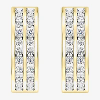 Womens 1 CT. T.W. Lab Grown White Diamond 14K Gold Over Silver Sterling Silver 17.9mm Hoop Earrings