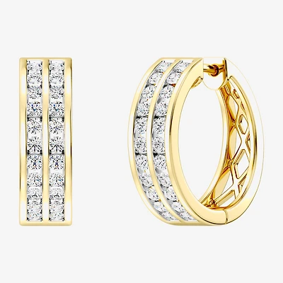 Womens 1 CT. T.W. Lab Grown White Diamond 14K Gold Over Silver Sterling Silver 17.9mm Hoop Earrings