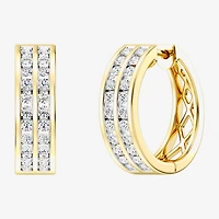 Womens 1 CT. T.W. Lab Grown White Diamond 14K Gold Over Silver Sterling Silver 17.9mm Hoop Earrings