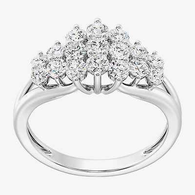 Womens 1 CT. T.W. Lab Grown White Diamond Sterling Silver Cocktail Ring