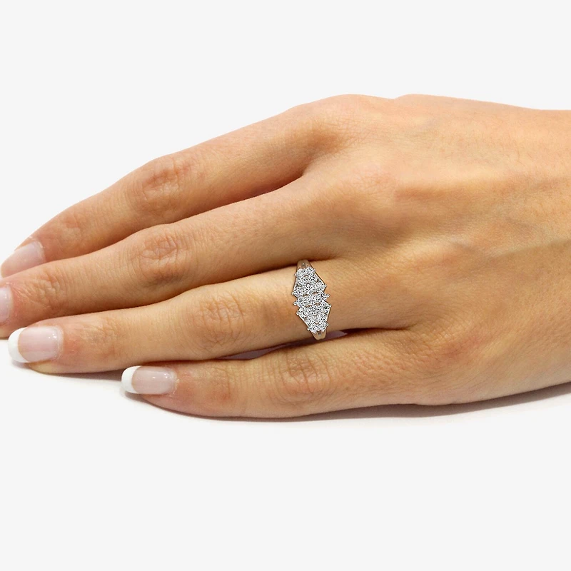 Womens 1 CT. T.W. Lab Grown White Diamond Sterling Silver Cocktail Ring