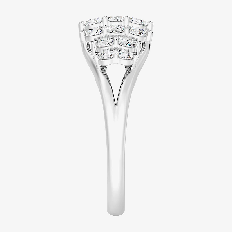 Womens 1 CT. T.W. Lab Grown White Diamond Sterling Silver Cocktail Ring