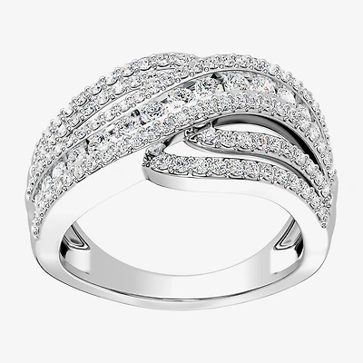 Womens 1 CT. T.W. Lab Grown White Diamond Sterling Silver Cocktail Ring