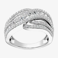 Womens 1 CT. T.W. Lab Grown White Diamond Sterling Silver Cocktail Ring