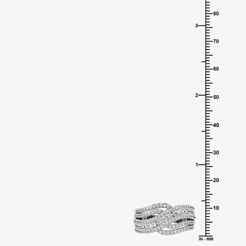 Womens 1 CT. T.W. Lab Grown White Diamond Sterling Silver Cocktail Ring