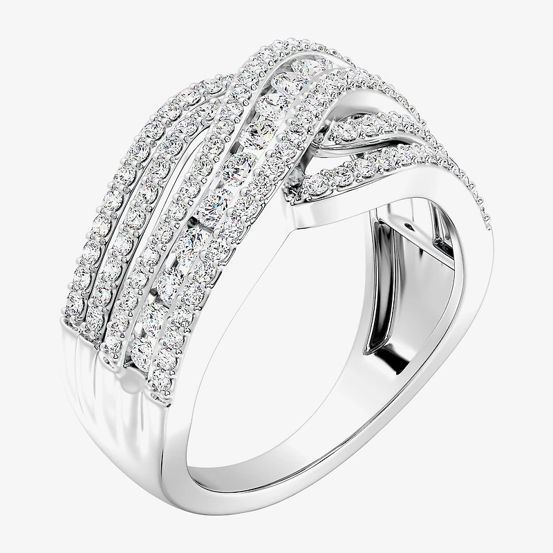 Womens 1 CT. T.W. Lab Grown White Diamond Sterling Silver Cocktail Ring