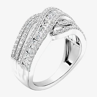 Womens 1 CT. T.W. Lab Grown White Diamond Sterling Silver Cocktail Ring