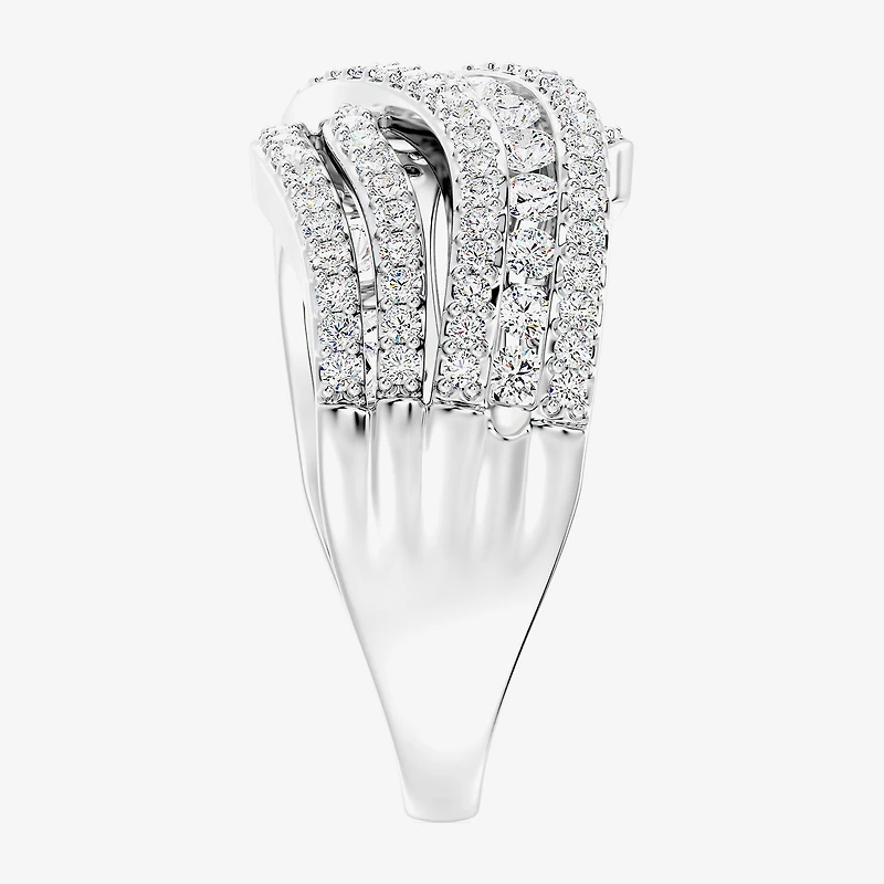 Womens 1 CT. T.W. Lab Grown White Diamond Sterling Silver Cocktail Ring