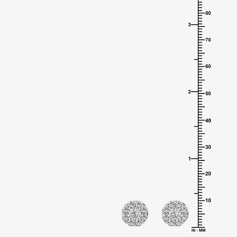 1 CT. T.W. Lab Grown White Diamond Sterling Silver 9.7mm Round Stud Earrings