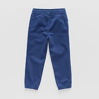 Okie Dokie Twill Tough Cotton Toddler & Little Boys Drawstring Waist Cinched Regular Fit Jogger Pant