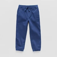 Okie Dokie Twill Tough Cotton Toddler & Little Boys Drawstring Waist Cinched Regular Fit Jogger Pant