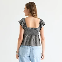 Arizona Womens Juniors Sweetheart Neck Sleeveless Babydoll Top