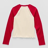 Thereabouts Little & Big Kid Girls Round Neck Long Sleeve Regular Fit Graphic T-Shirt