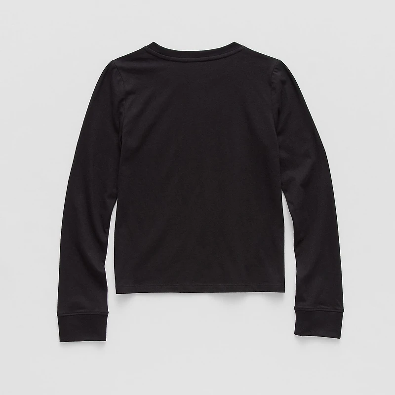 Thereabouts Little & Big Kid Girls Crew Neck Long Sleeve Regular Fit Graphic T-Shirt