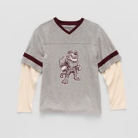 Thereabouts Little & Big Kid Boys V Neck Long Sleeve Regular Fit Graphic T-Shirt