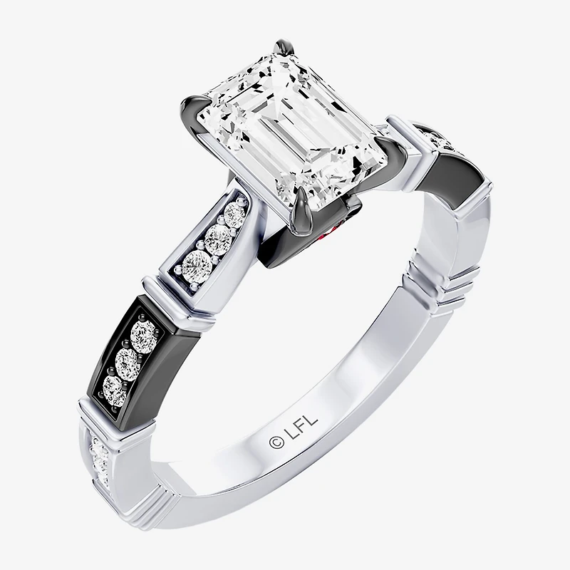 Star Wars Fine Jewelry Darth Vader (F / Si1) Womens 1 1/ CT. T.W. Lab Grown White Diamond 10K Gold Side Stone Engagement Ring