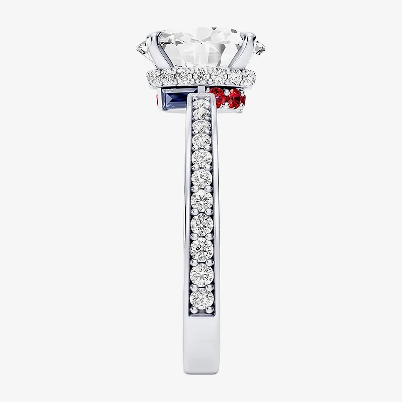 Star Wars Fine Jewelry R2-D2 (F / Si1) Womens 2 3/8 Ct. T.W. Lab Grown White Diamond 10K Gold Oval Side Stone Engagement Ring