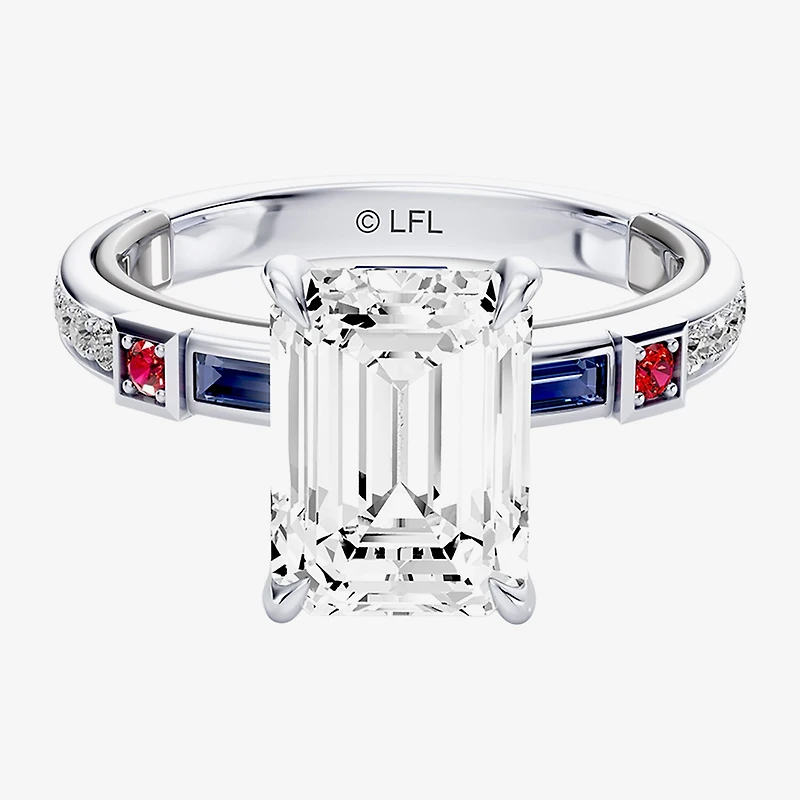 Star Wars Fine Jewelry R2-D2 (F / Si1) Womens 3 1/5 Ct. T.W. Lab Grown White Diamond 10K Gold Side Stone Engagement Ring