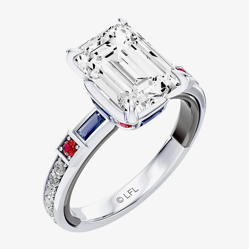 Star Wars Fine Jewelry R2-D2 (F / Si1) Womens 3 1/5 Ct. T.W. Lab Grown White Diamond 10K Gold Side Stone Engagement Ring