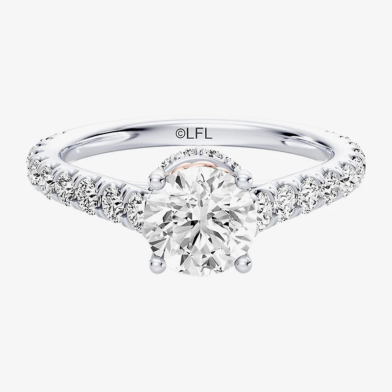 Star Wars Fine Jewelry Princess Leia (F / Si1) Womens 1 3/4 CT. T.W. Lab Grown White Diamond 10K Gold Round Side Stone Engagement Ring